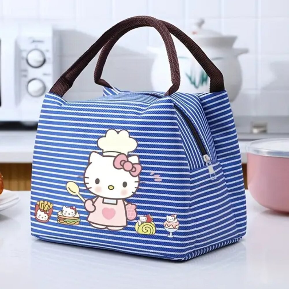HELLO KITTY Blue & White Striped Insulated Lunch Tote (BRAND-NEW &‎ SUPER CUTE!)